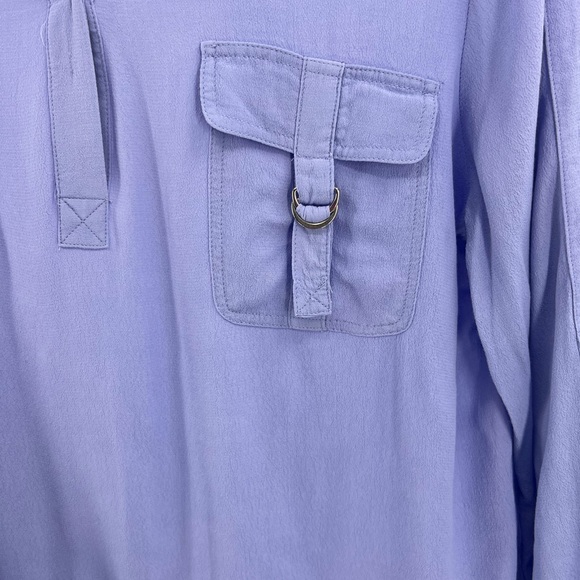 Chico’s L blue purple rayon popover top office lightweight business casual - Picture 4 of 10
